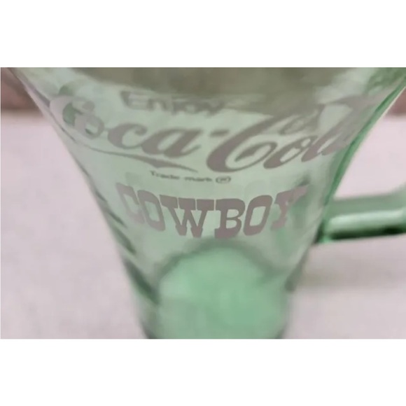 Collectible Green Coke Coca Cola Whataburger Cowboy Glass with Handle 16 oz - Picture 6 of 9